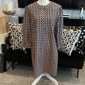 Sara Campbell Brown and White Gingham Midi Dress. Large. Worn once